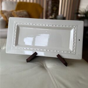 Nora Fleming White Beaded Rectangular Serving Platter